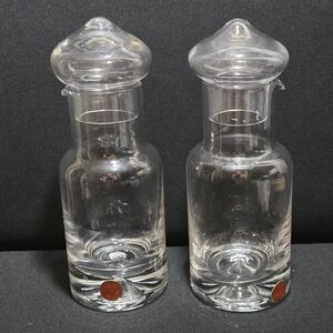 Vintage Dartington Crystal England Oil And Vinegar Decanter Set.